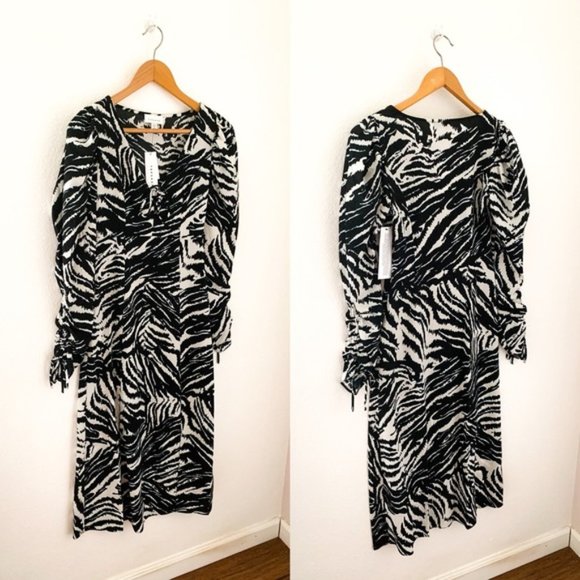 NWT TOPSHOP - Animal Print Long Sleeve Midi Dress - Picture 8 of 8